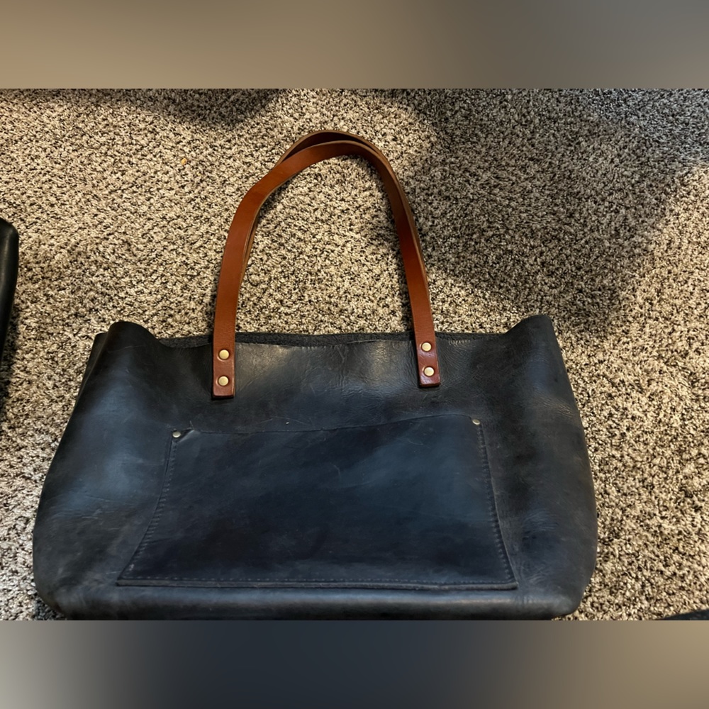 GUC Portland Leather Deep Water & Tan large tote